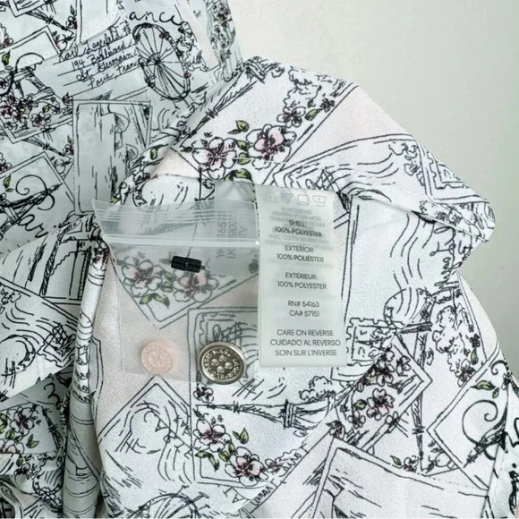 Karl Lagerfeld Womens Size Large Paris Whimsical  Roll Sleeve Blouse - Picture 12 of 15